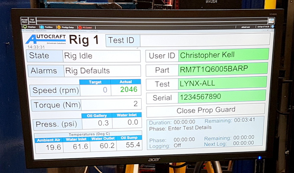 engine cold cell test display
